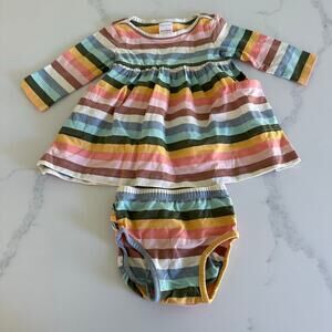 Hanna Anderson Multicolor Striped Dress & Bloomer Size 12-18 Month